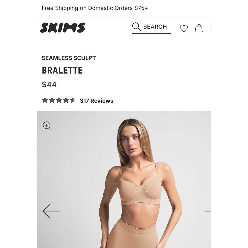 Skims Seamless Sculpt Bralette- Plus Size 4X- color Clay. Sold for $44 at Skims